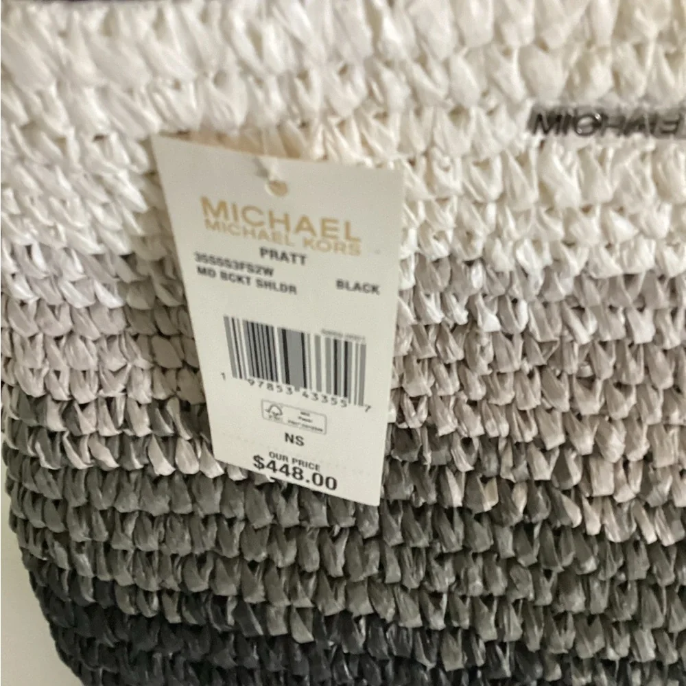 Michael Kors Ombre White to Black Woven Shoulder Bag
